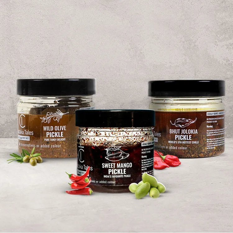 Bhut Jolokia Pickle + Wild Olive Pickle + Sweet Mango Pickle image 0